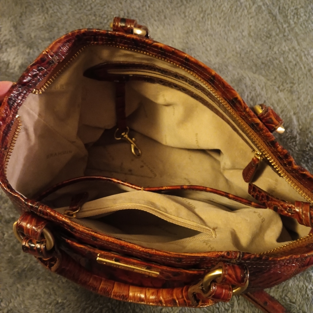 Brahmin Brown/Pecan Crocodile Embossed Leather Bag - Picture 8 of 9